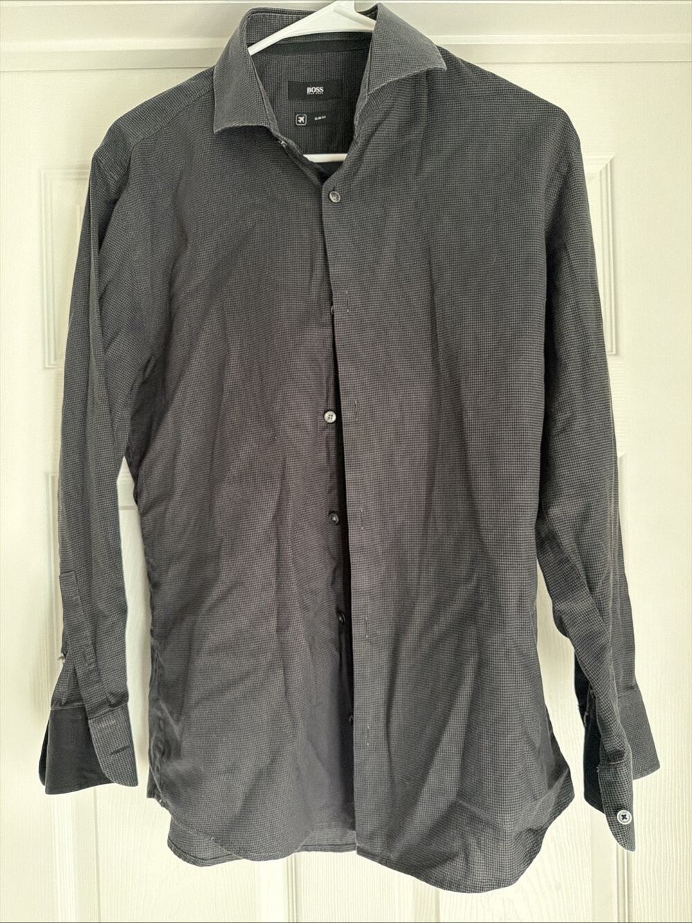 Hugo Boss Slim Fit Dress Shirt Long Sleeve Button Up, Men's 39, 15 1/2 Black